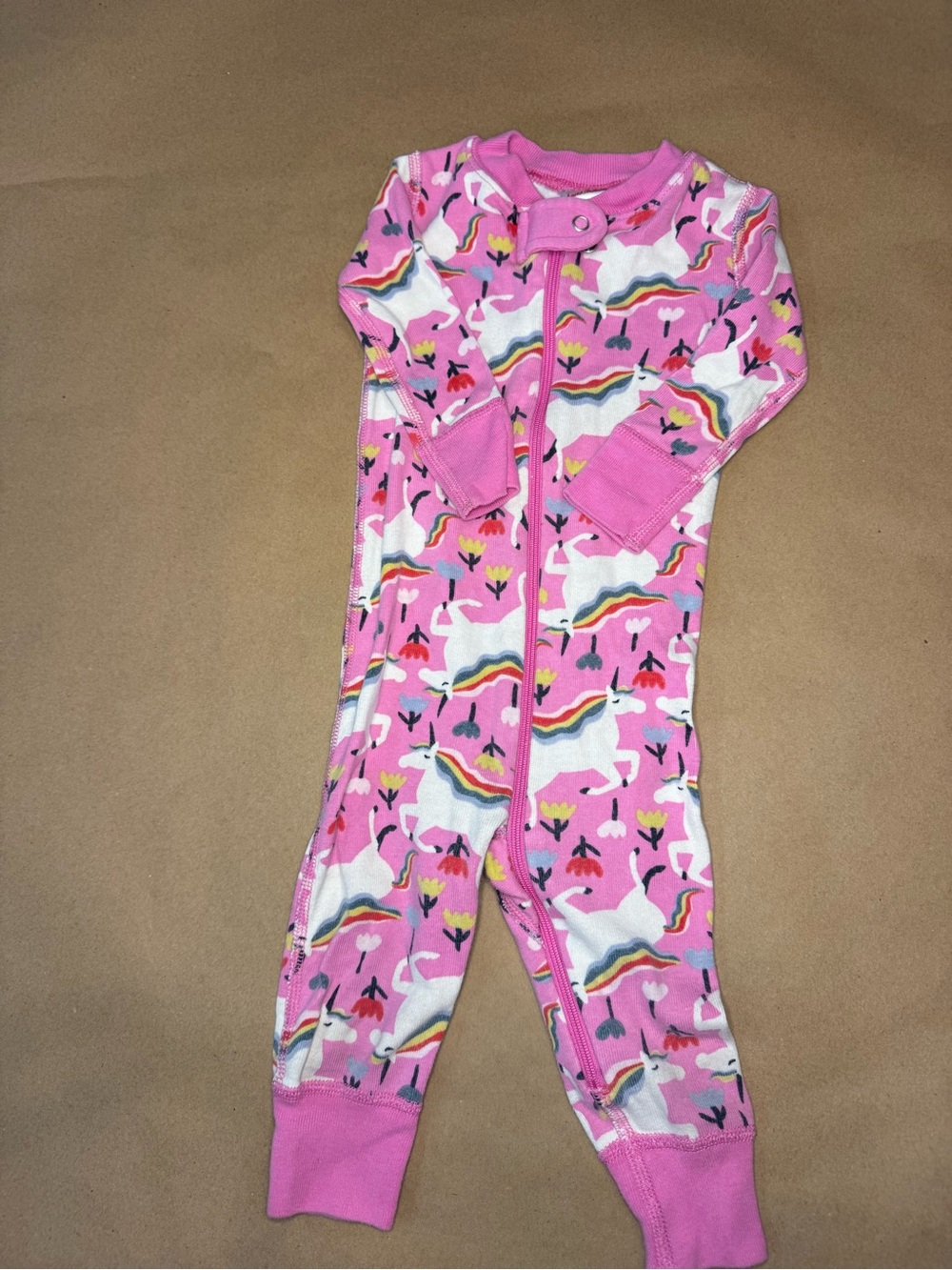 Hanna Andersson organic Pink Unicorn Zip Footless Pajamas